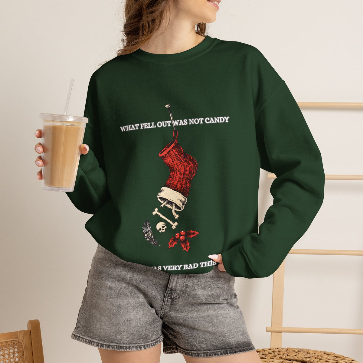 Goth Christmas, Naughty List Stocking Sweatshirt Crewneck Gift