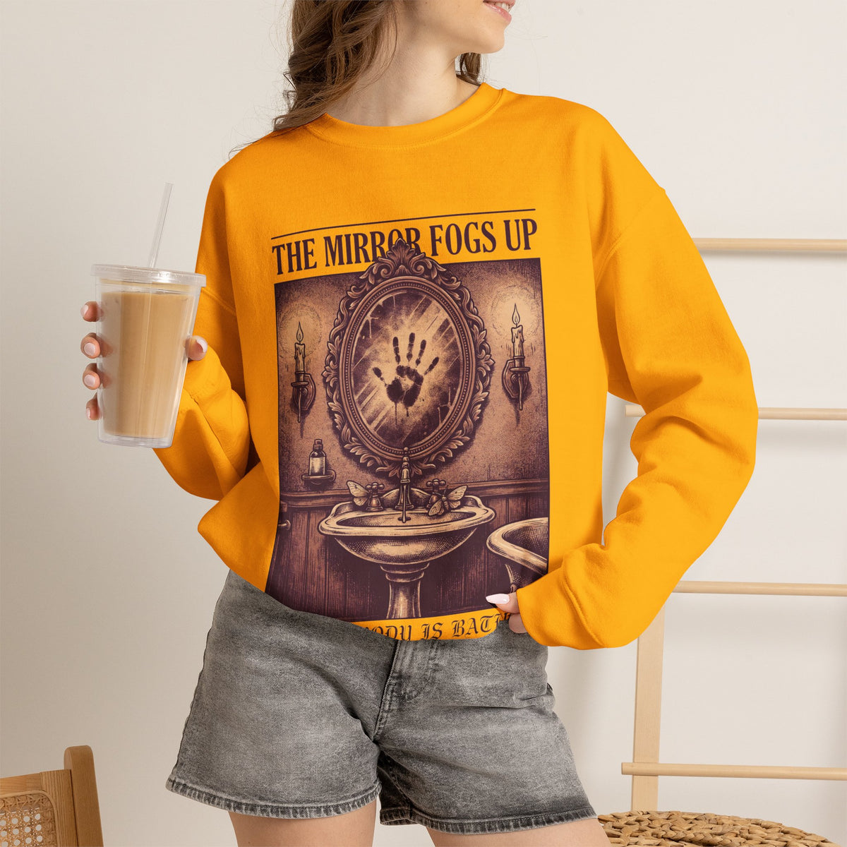Haunted Mirror Sweatshirt, Gothic Horror Crewneck, Creepy Gift Idea