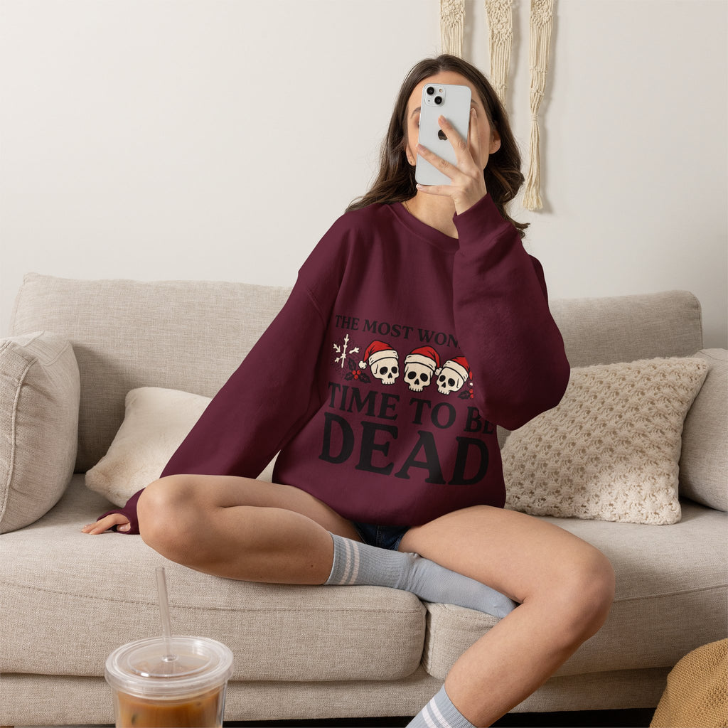 Skeleton Christmas Sweatshirt, Goth Xmas Crewneck, Funny Creepmas Gift