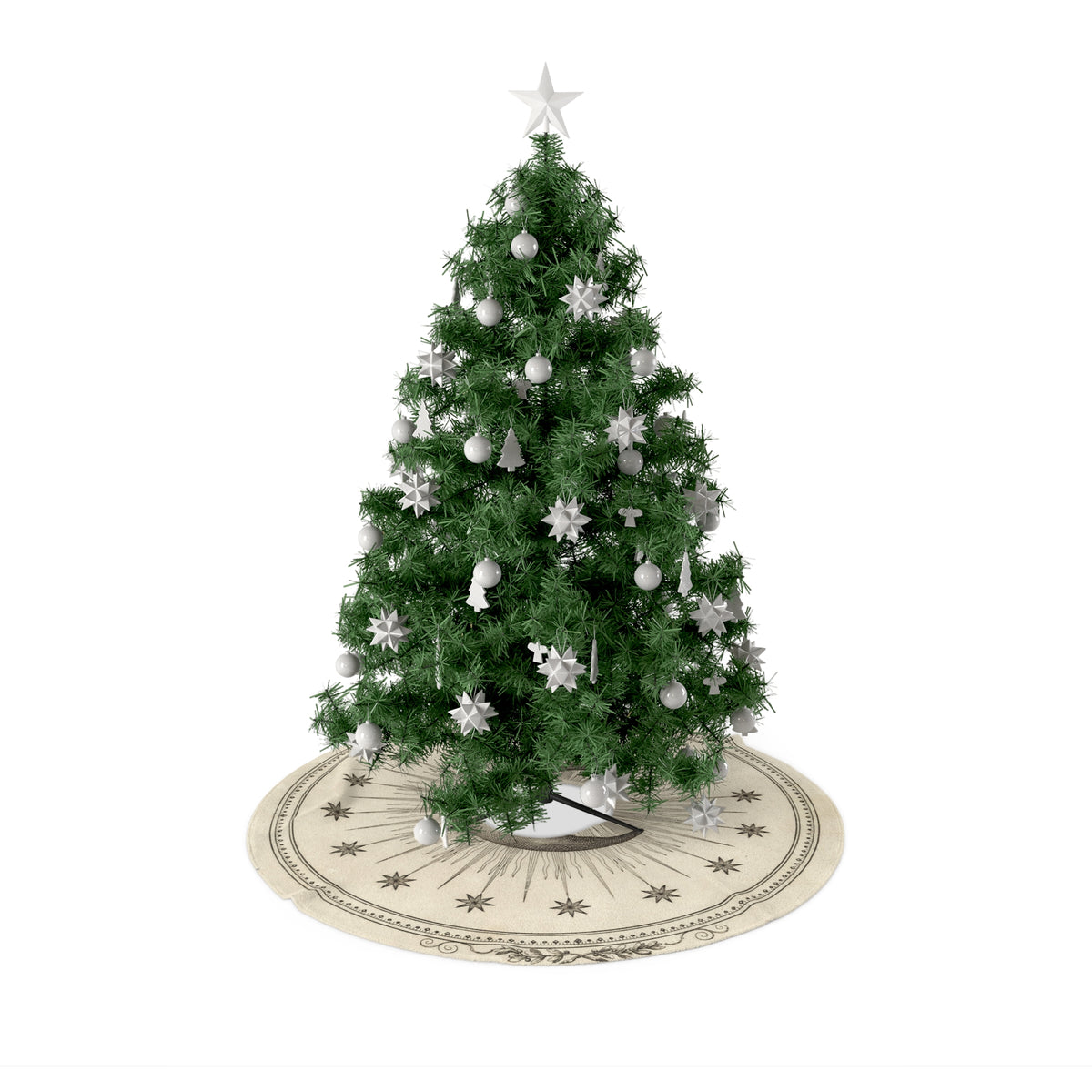 Celestial Christmas Tree Skirt, Vintage Star Moon Decor by Bamedys
