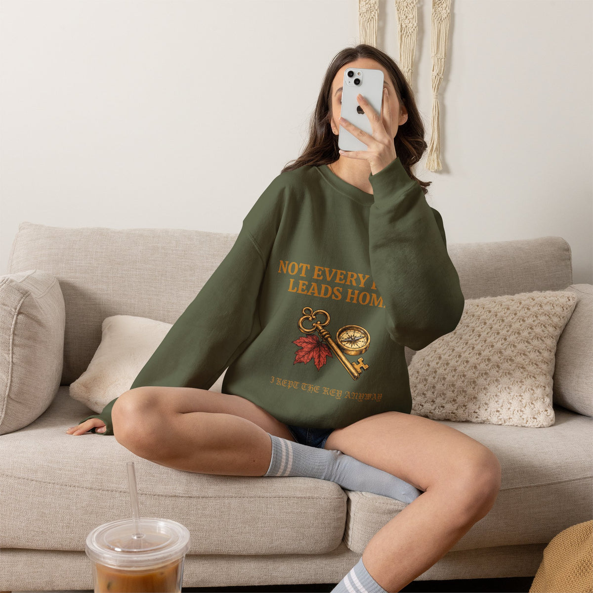 Not Every Path Leads Home Sweatshirt, Vintage Key and Compass Crewneck