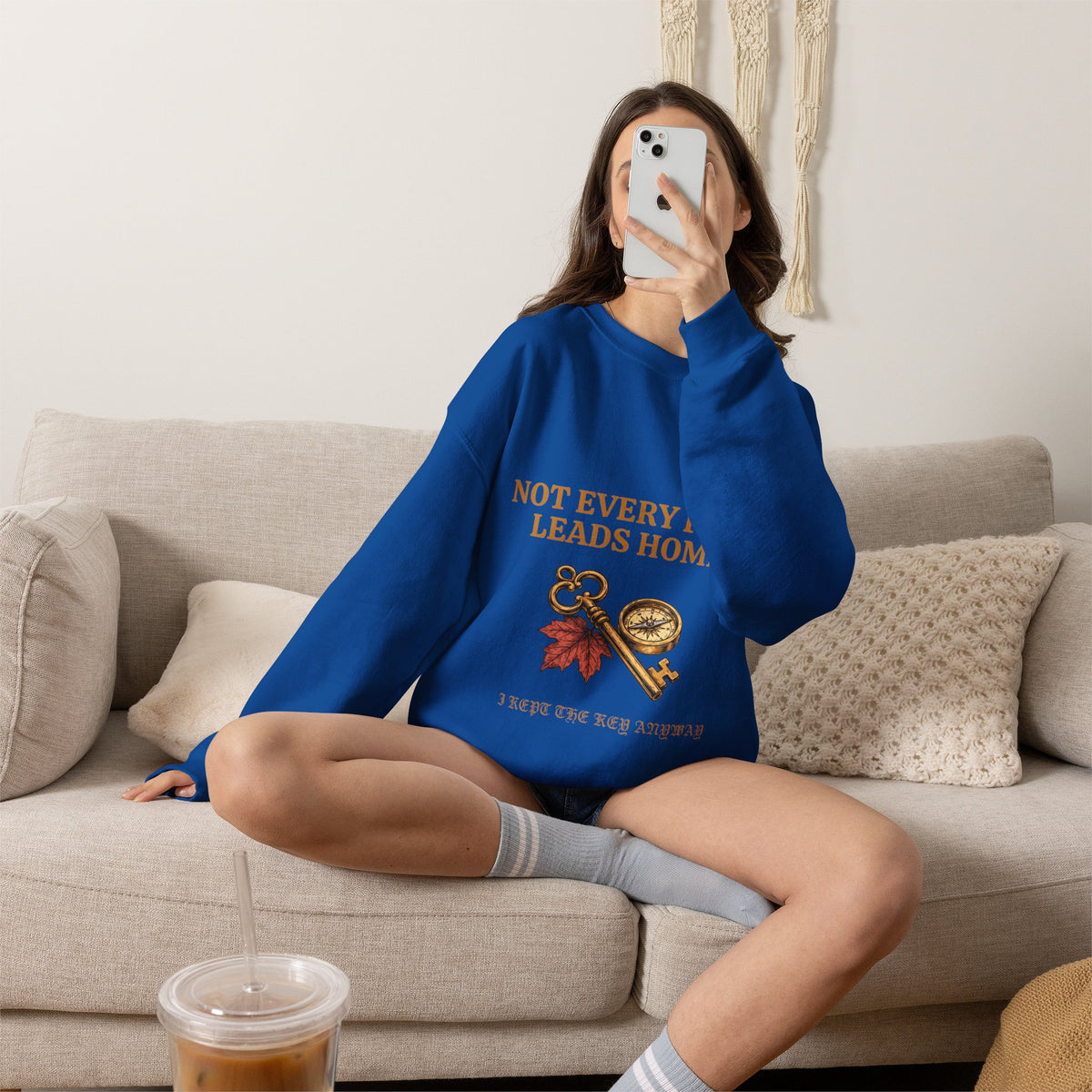 Not Every Path Leads Home Sweatshirt, Vintage Key and Compass Crewneck