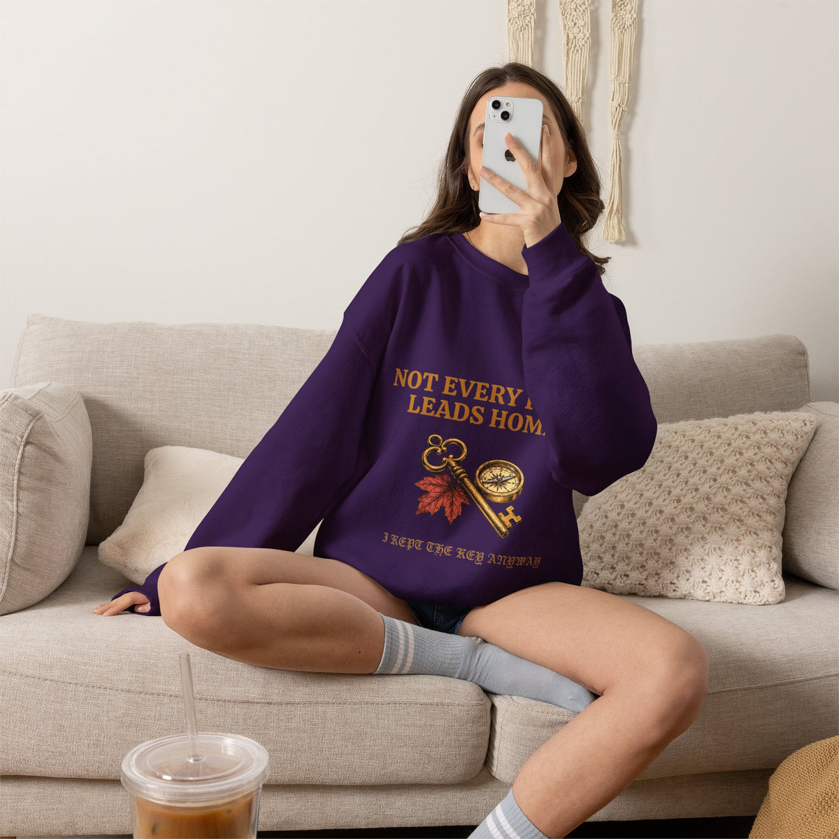 Not Every Path Leads Home Sweatshirt, Vintage Key and Compass Crewneck