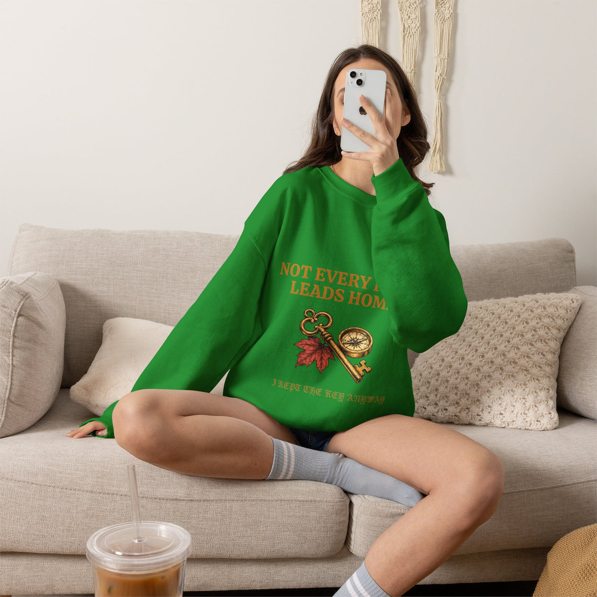 Not Every Path Leads Home Sweatshirt, Vintage Key and Compass Crewneck
