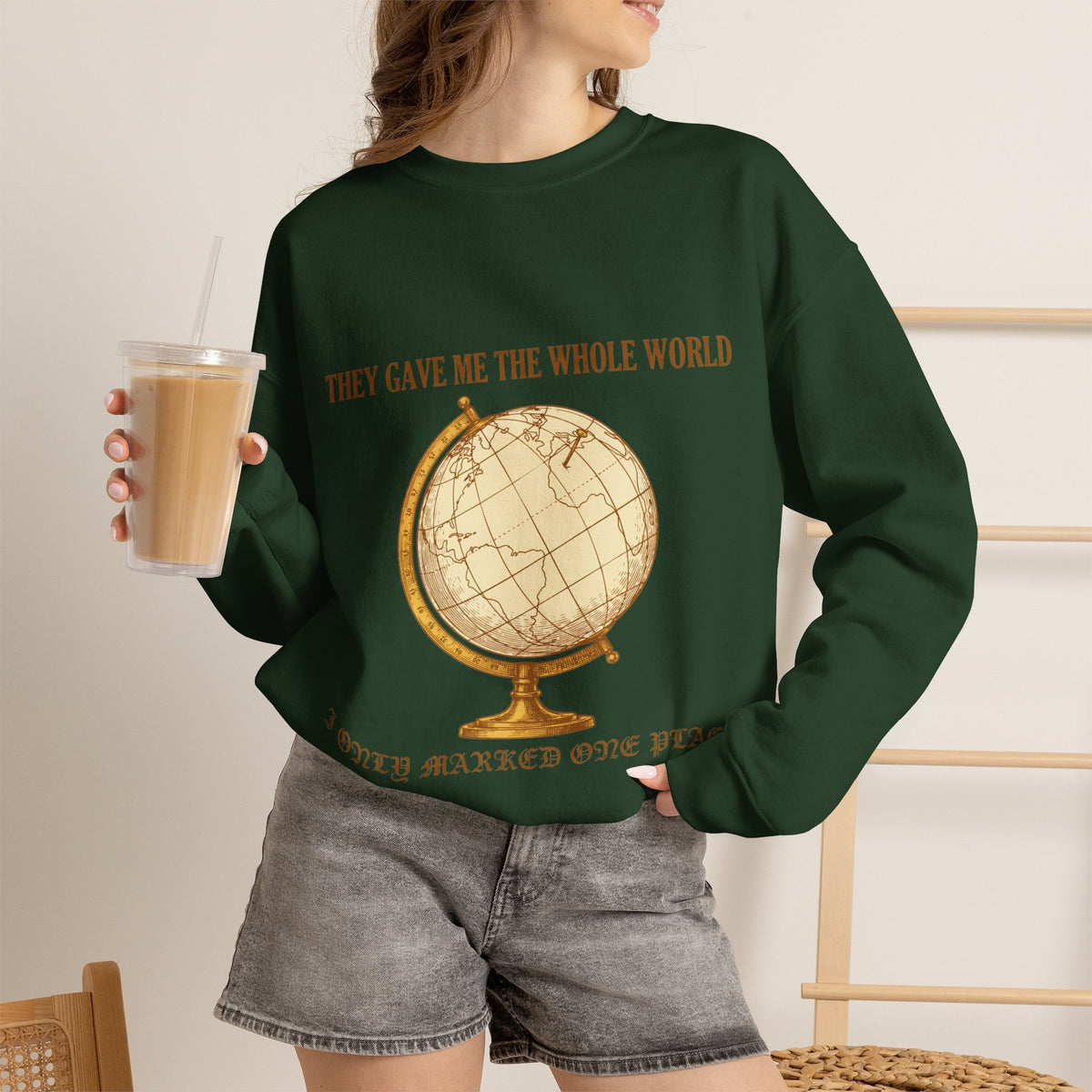 Dark Academia, Vintage Globe Sweatshirt Crewneck Top Travel Gift