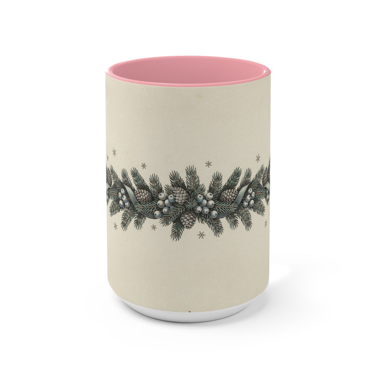 Winter Pine Mug, Vintage Botanical Snowy Christmas Coffee Cup