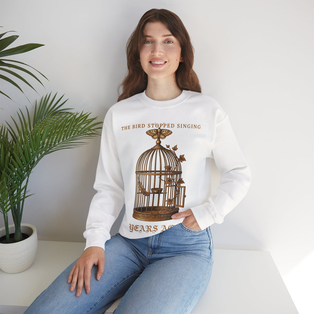Vintage Birdcage Sweatshirt, Dark Academia Crewneck, Melancholy Gift