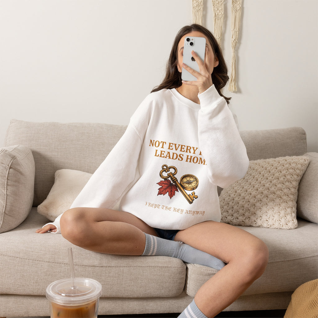 Not Every Path Leads Home Sweatshirt, Vintage Key and Compass Crewneck