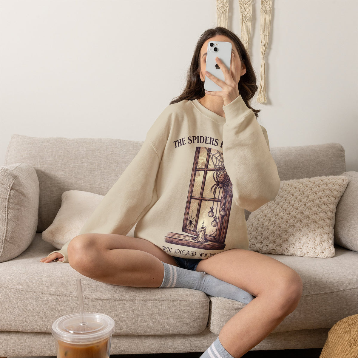 Spider Web Sweatshirt, Gothic Halloween Crewneck, Dark Humor Gift