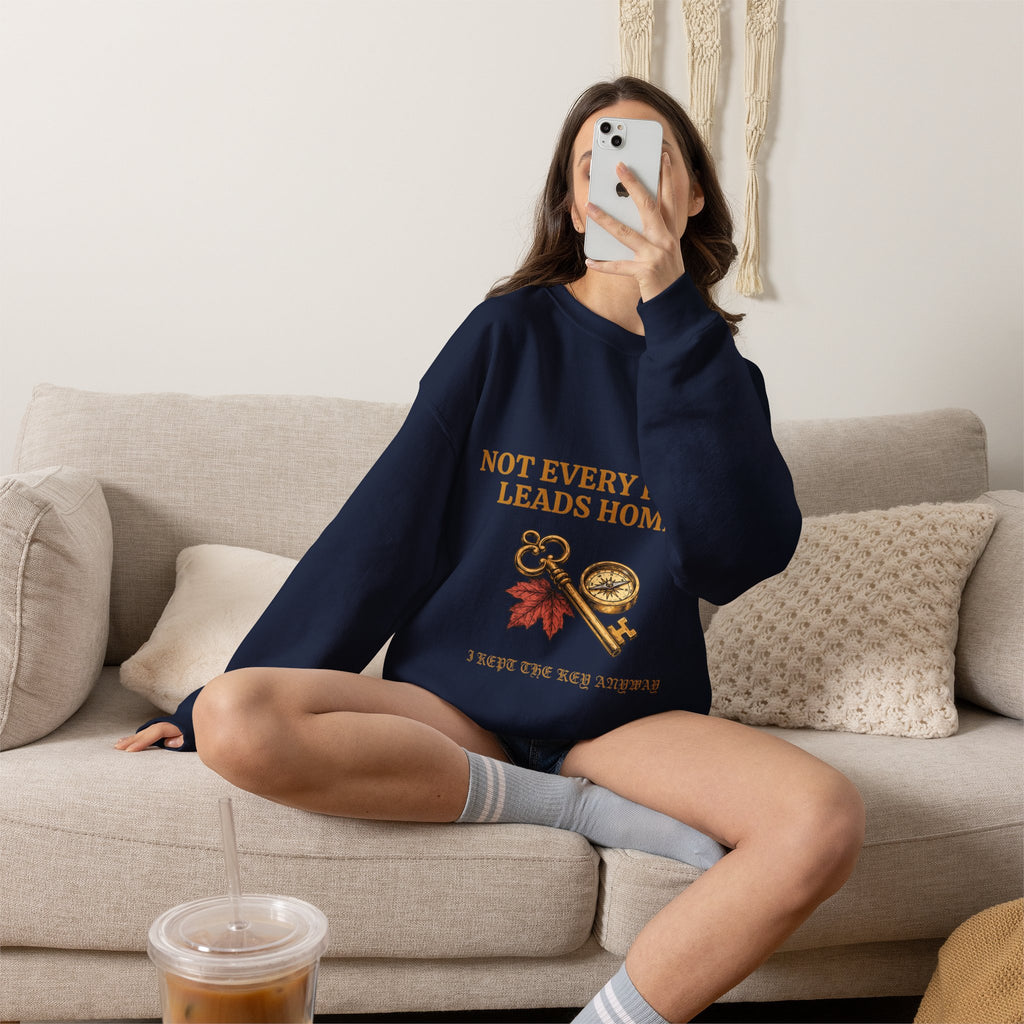 Not Every Path Leads Home Sweatshirt, Vintage Key and Compass Crewneck