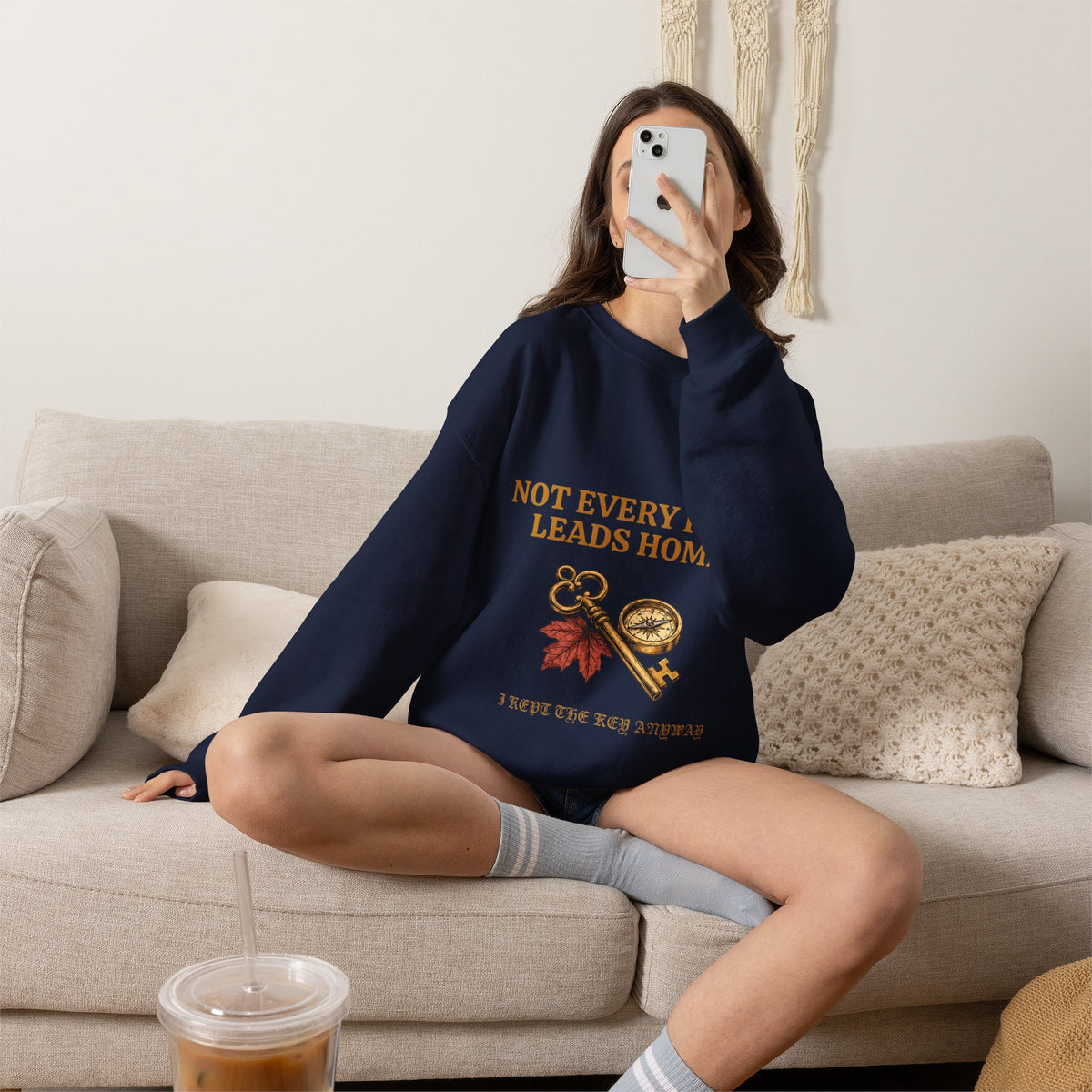 Not Every Path Leads Home Sweatshirt, Vintage Key and Compass Crewneck