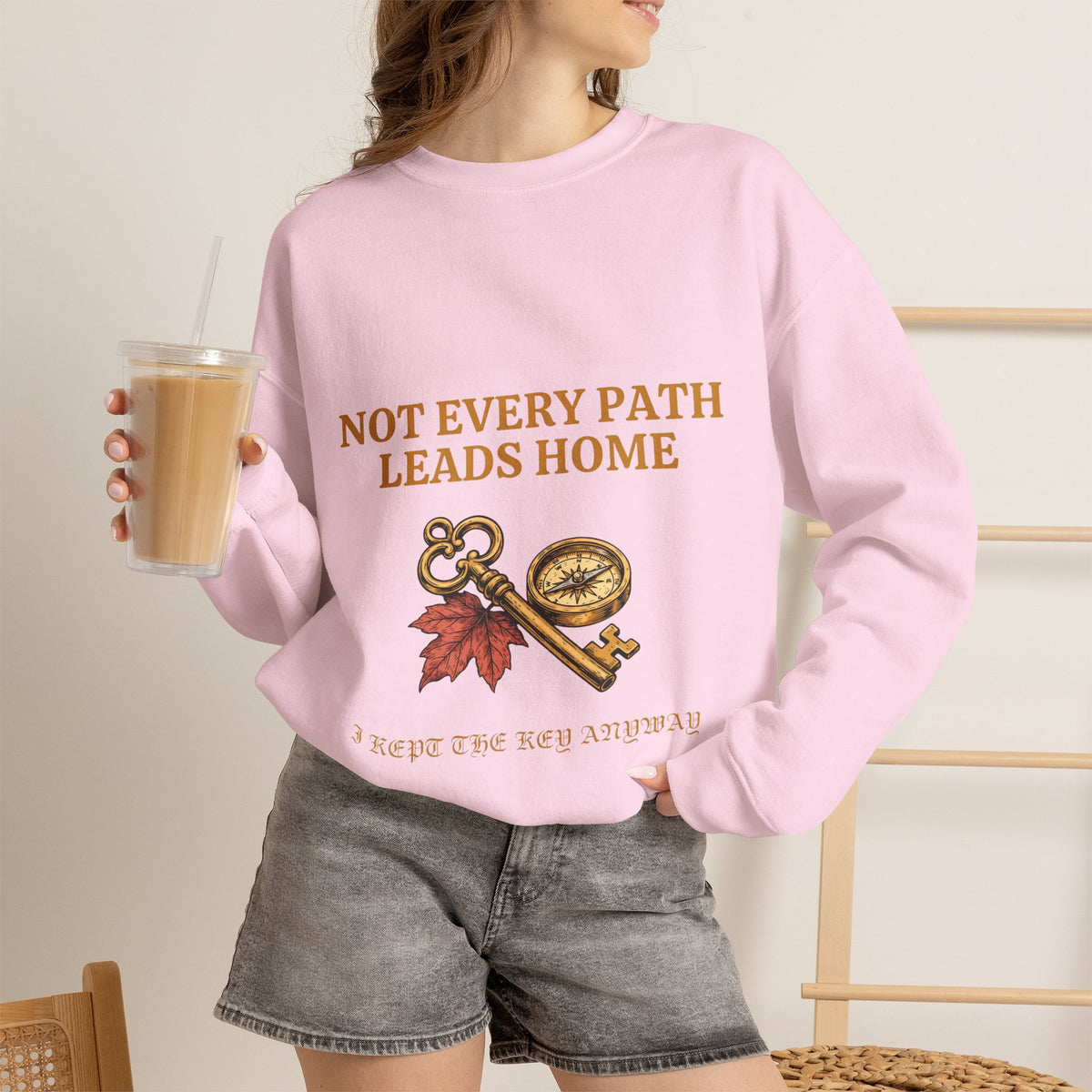Not Every Path Leads Home Sweatshirt, Vintage Key and Compass Crewneck