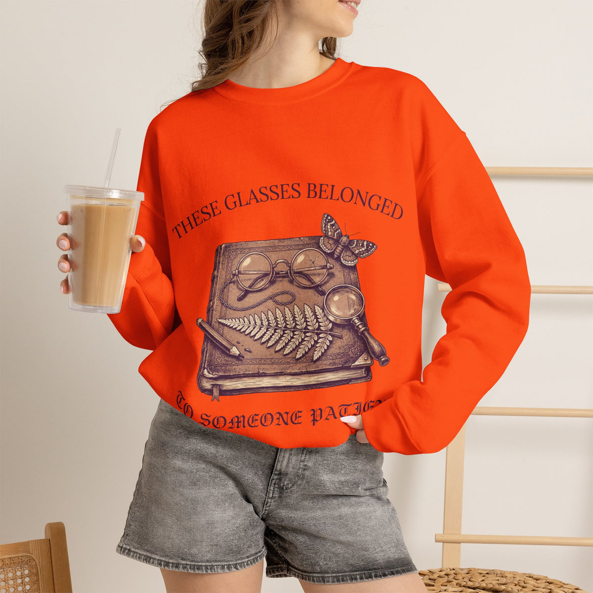 Vintage Glasses Sweatshirt, Dark Academia Crewneck, Reader Gift Idea