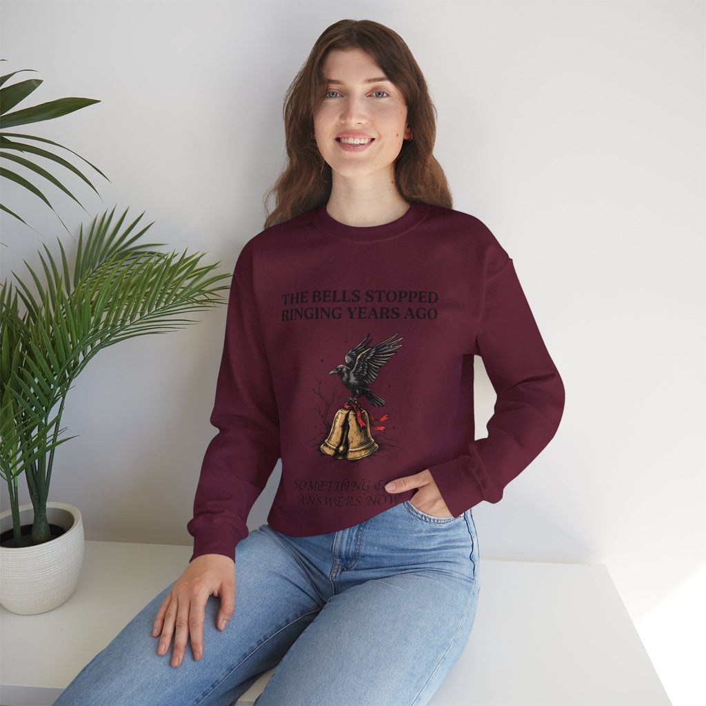 Goth Christmas, Raven and Sleigh Bell Sweatshirt Crewneck Gift