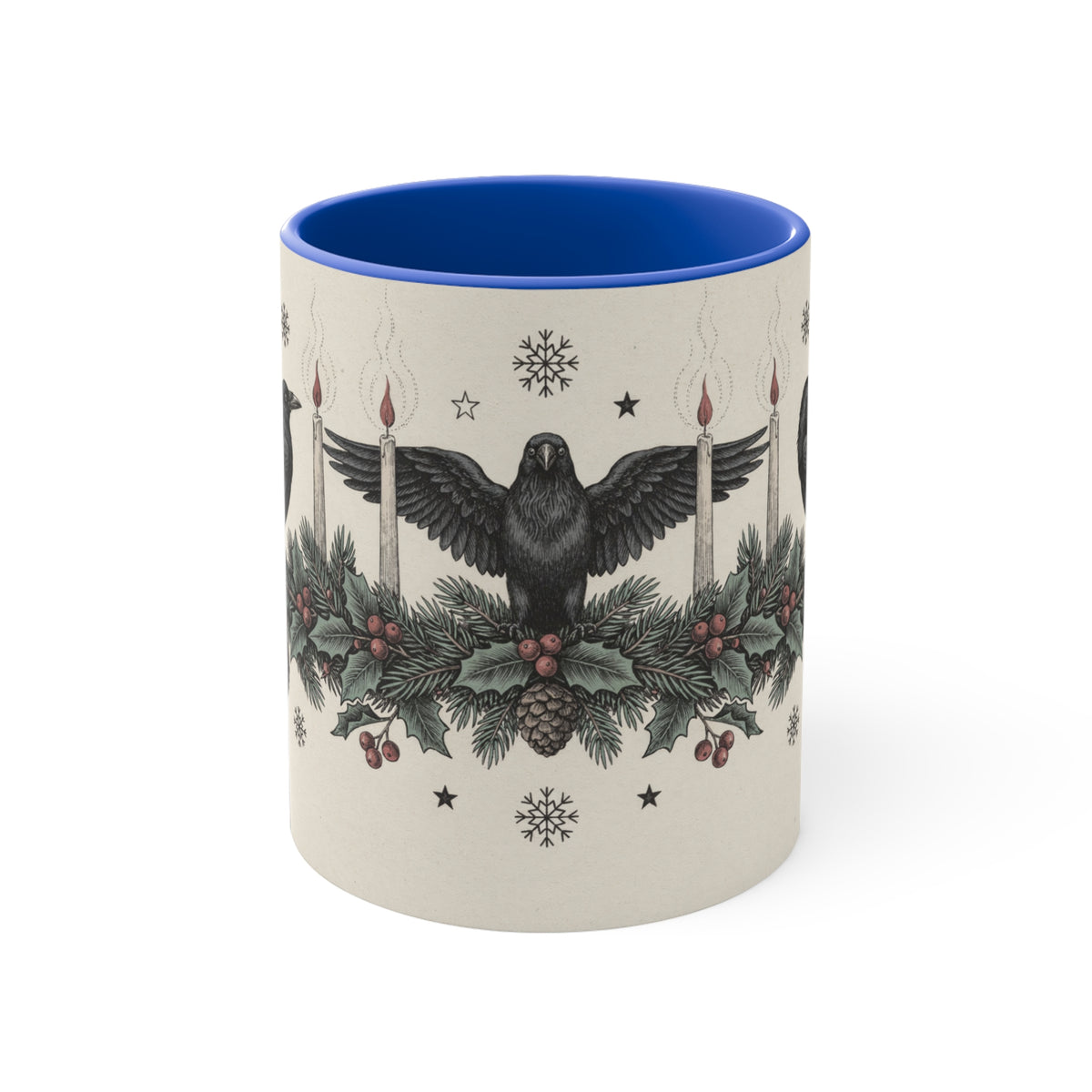 Gothic Christmas Mug, Raven Holly Candle Gothmas Coffee Cup Gift