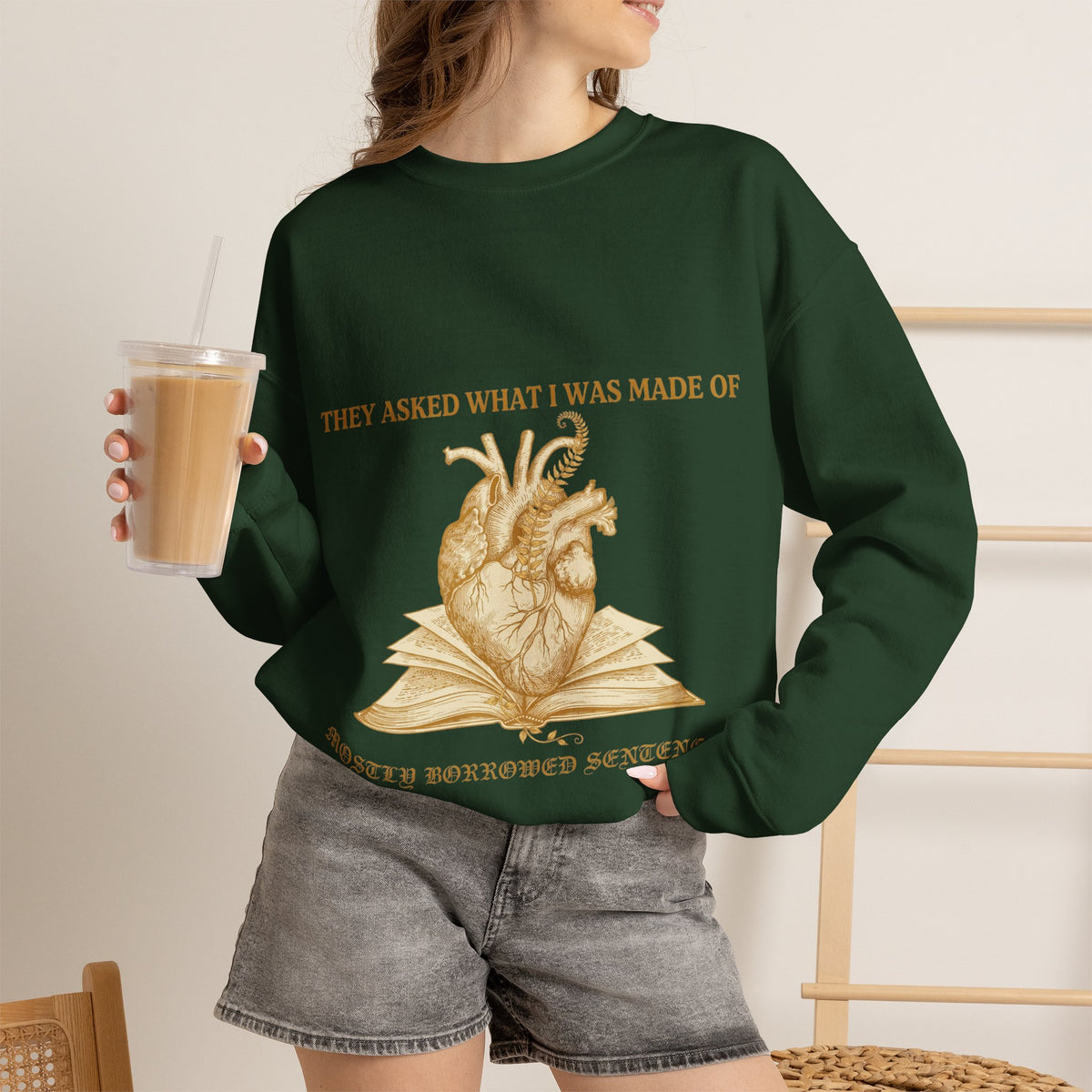 Dark Academia, Anatomical Heart and Book Sweatshirt Crewneck Top