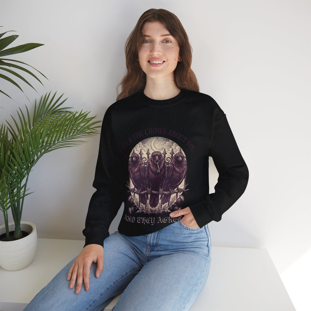 Crow Lover Sweatshirt, Gothic Raven Crewneck, Dark Humor Gift for Her