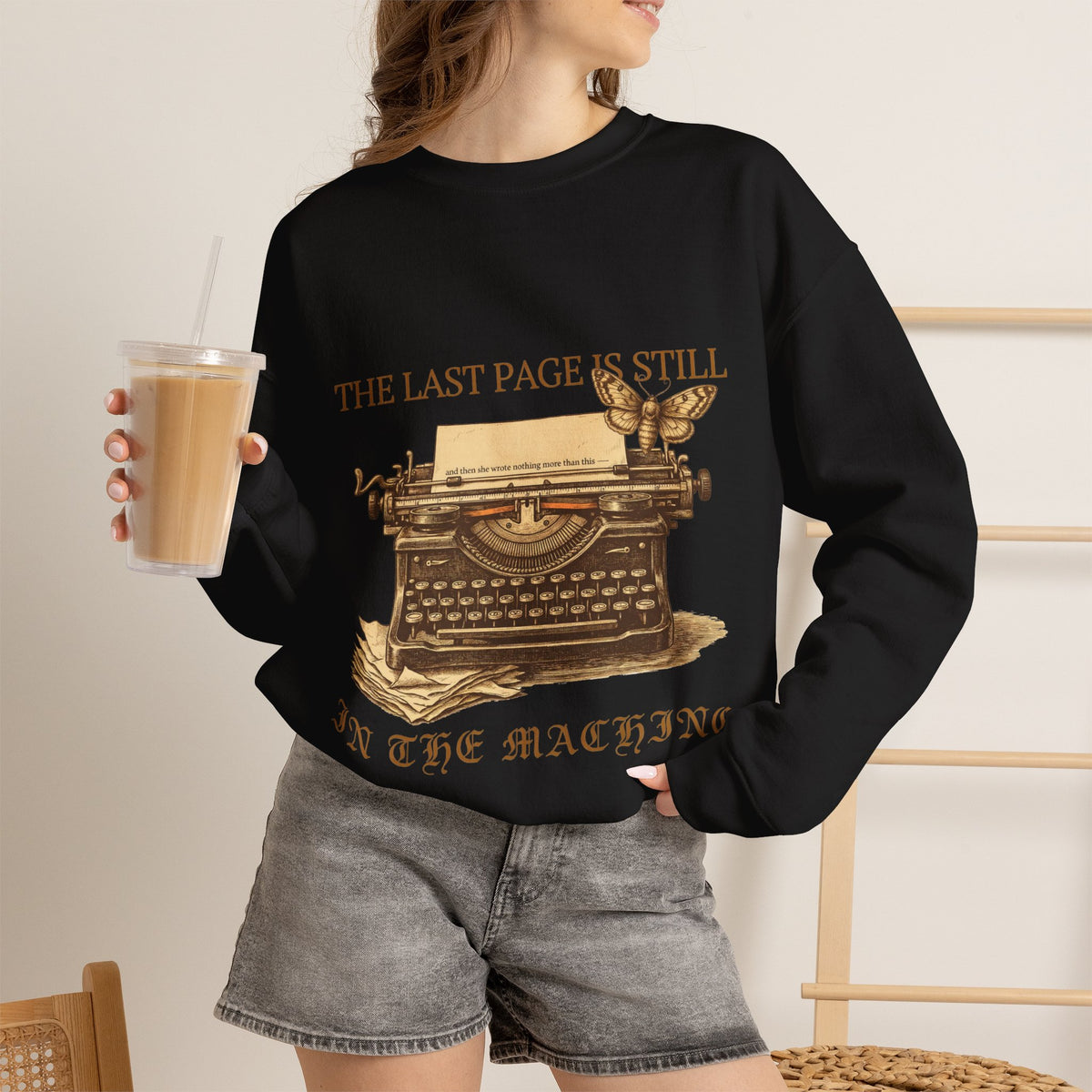 Vintage Typewriter Sweatshirt, Dark Academia Crewneck by Bamedys