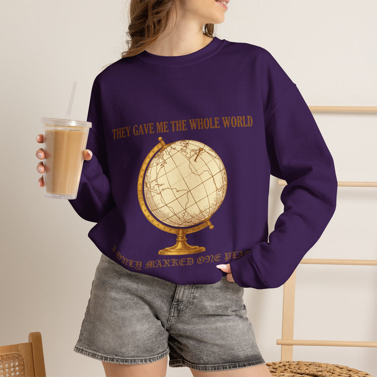Dark Academia, Vintage Globe Sweatshirt Crewneck Top Travel Gift