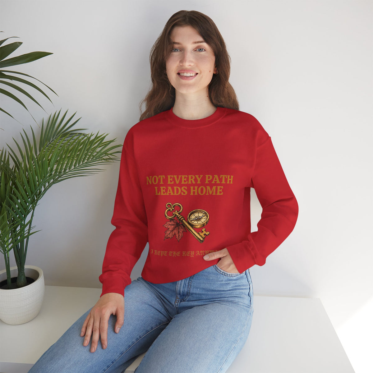 Not Every Path Leads Home Sweatshirt, Vintage Key and Compass Crewneck