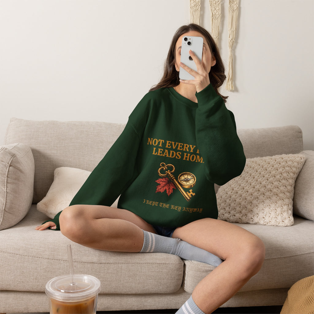 Not Every Path Leads Home Sweatshirt, Vintage Key and Compass Crewneck