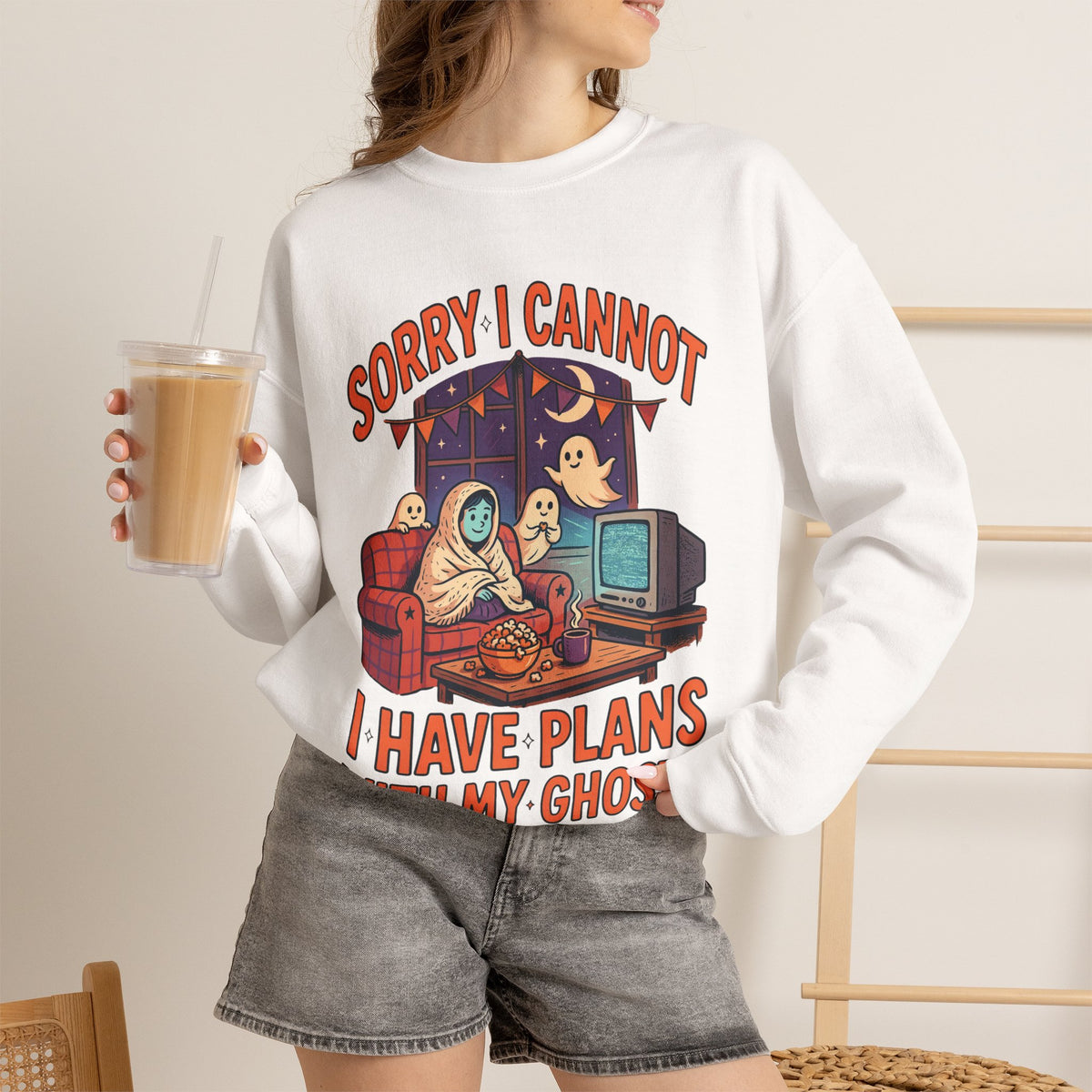 Funny Ghost Sweatshirt, Introvert Halloween Crewneck, Homebody Gift