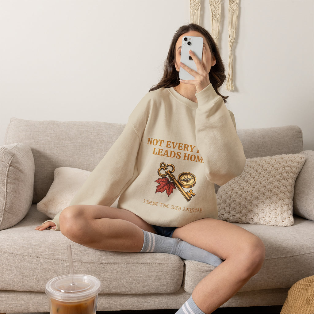 Not Every Path Leads Home Sweatshirt, Vintage Key and Compass Crewneck
