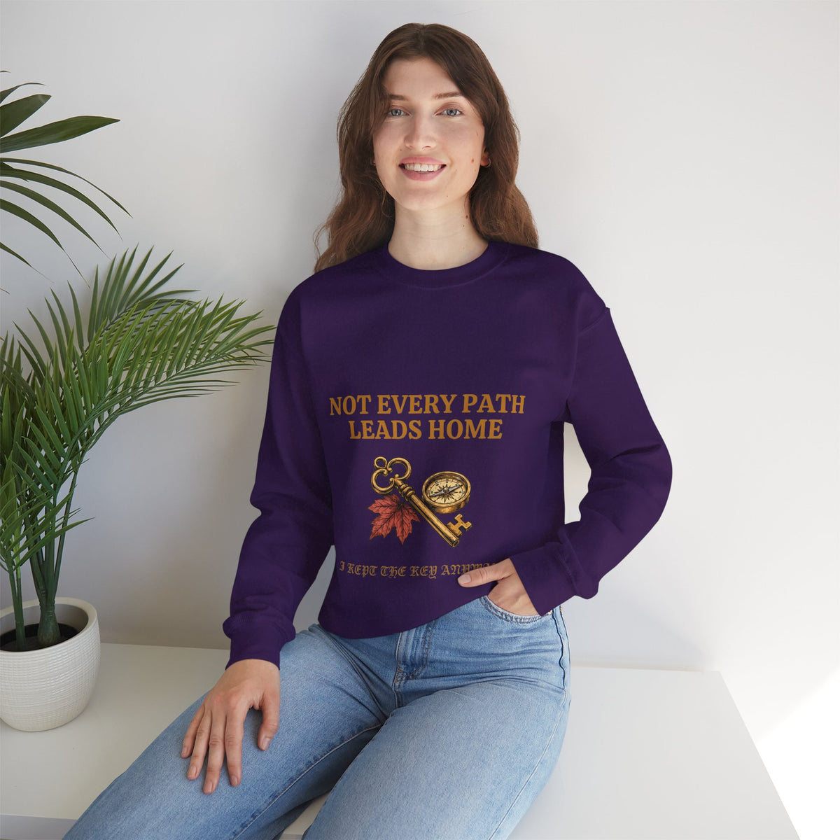 Not Every Path Leads Home Sweatshirt, Vintage Key and Compass Crewneck