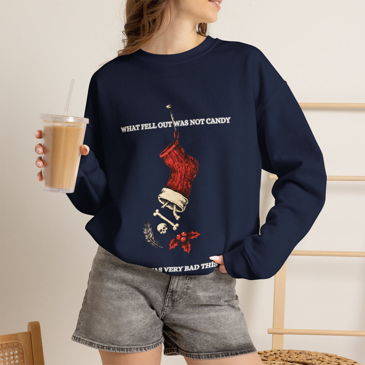 Goth Christmas, Naughty List Stocking Sweatshirt Crewneck Gift
