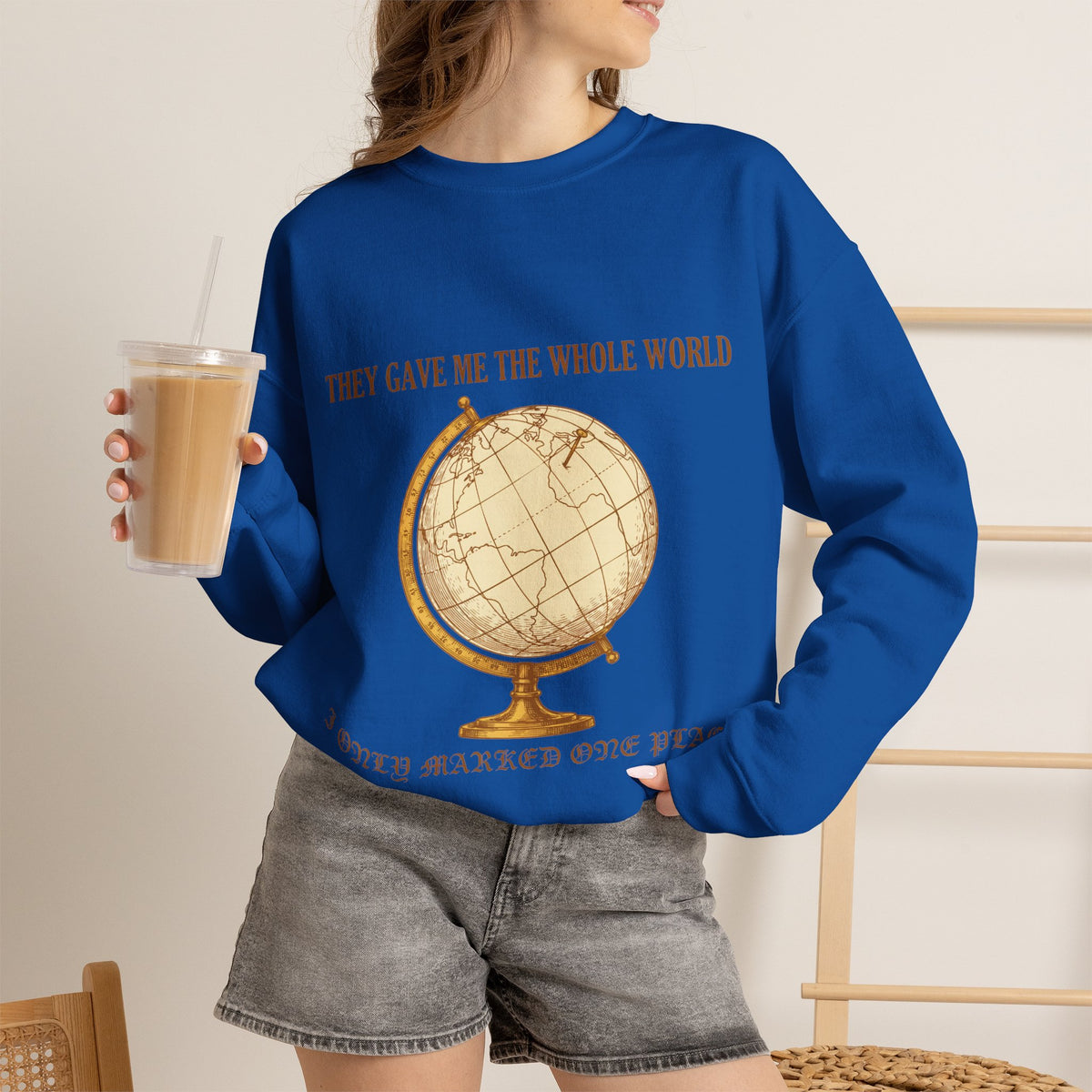 Dark Academia, Vintage Globe Sweatshirt Crewneck Top Travel Gift