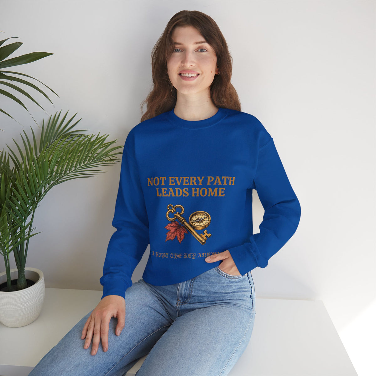Not Every Path Leads Home Sweatshirt, Vintage Key and Compass Crewneck
