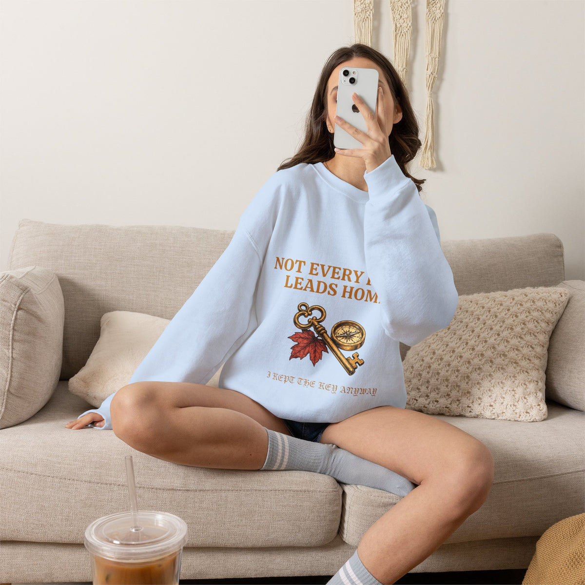 Not Every Path Leads Home Sweatshirt, Vintage Key and Compass Crewneck