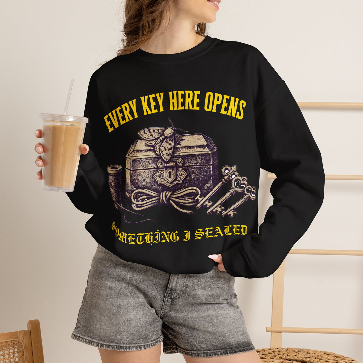 Antique Keys Sweatshirt, Dark Academia Crewneck by Bamedys