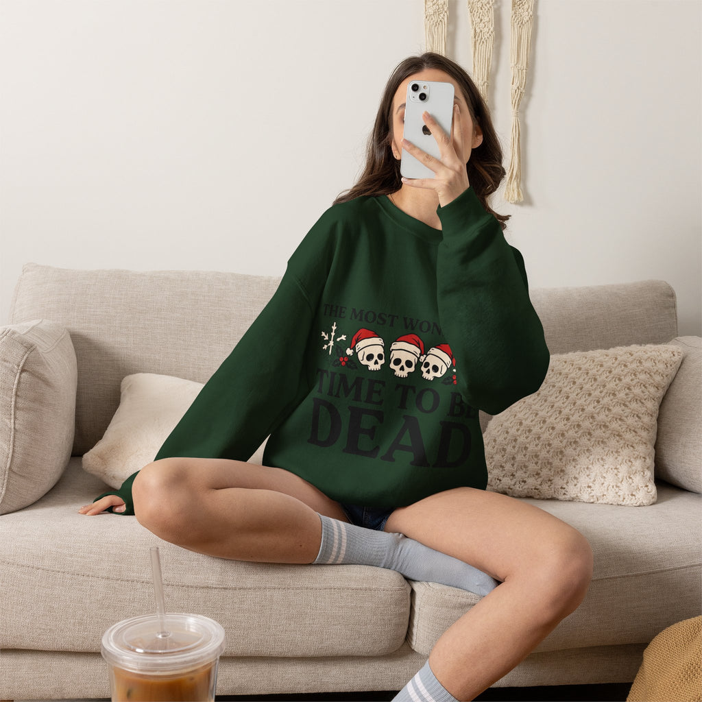Skeleton Christmas Sweatshirt, Goth Xmas Crewneck, Funny Creepmas Gift