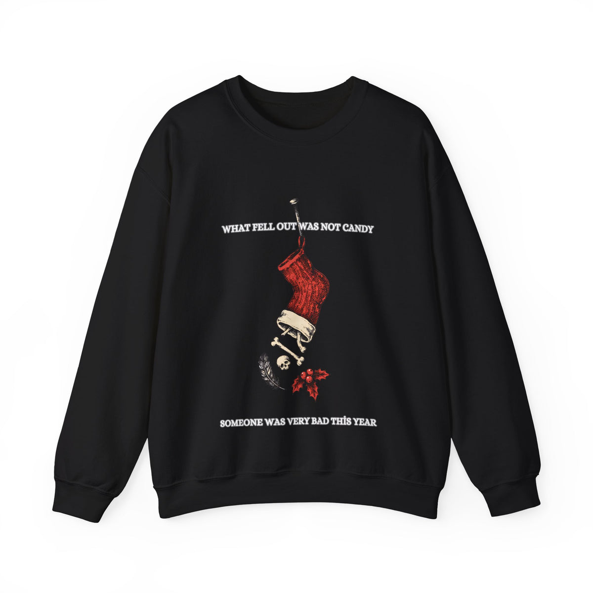 Naughty List Stocking Sweatshirt, Goth Christmas by Bamedys