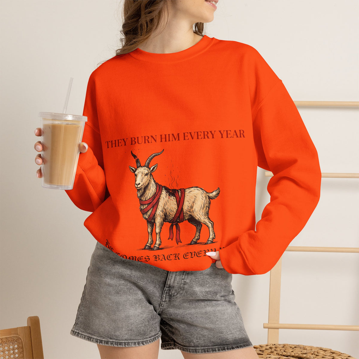 Goth Christmas, Yule Goat Folklore Sweatshirt Crewneck Top Gift
