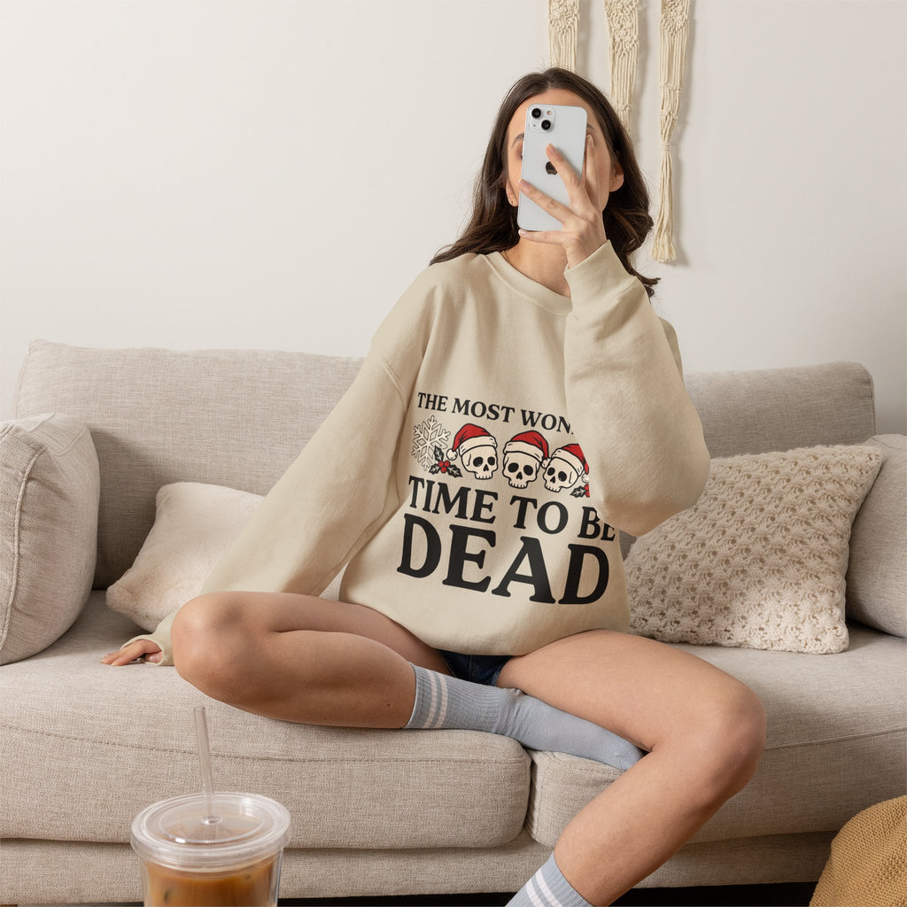Skeleton Christmas Sweatshirt, Goth Xmas Crewneck, Funny Creepmas Gift