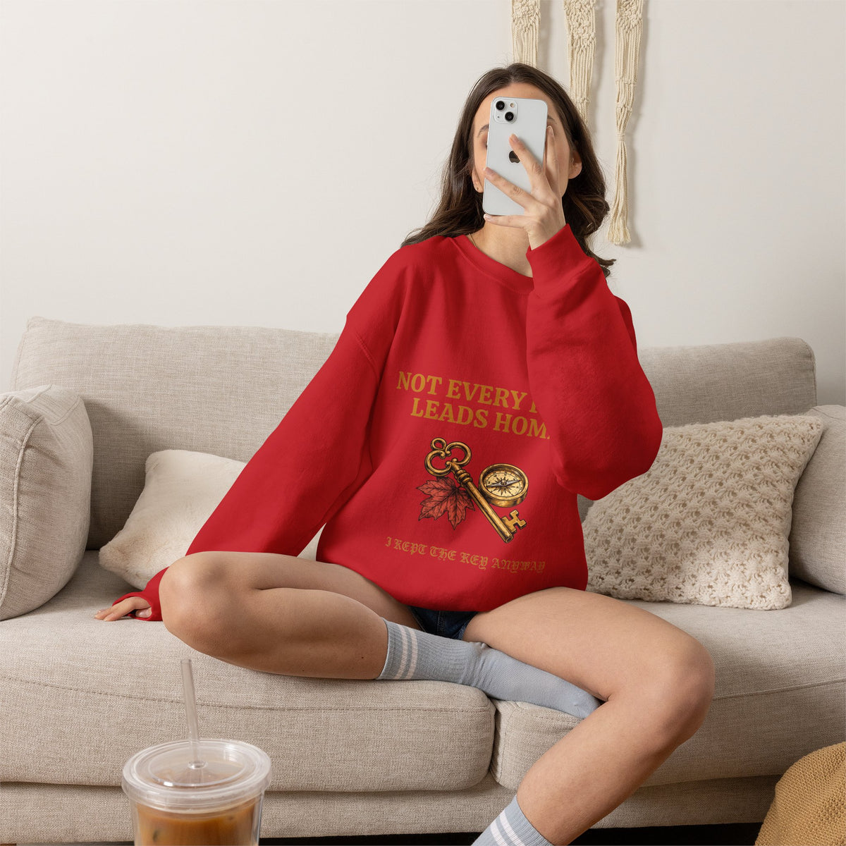 Not Every Path Leads Home Sweatshirt, Vintage Key and Compass Crewneck