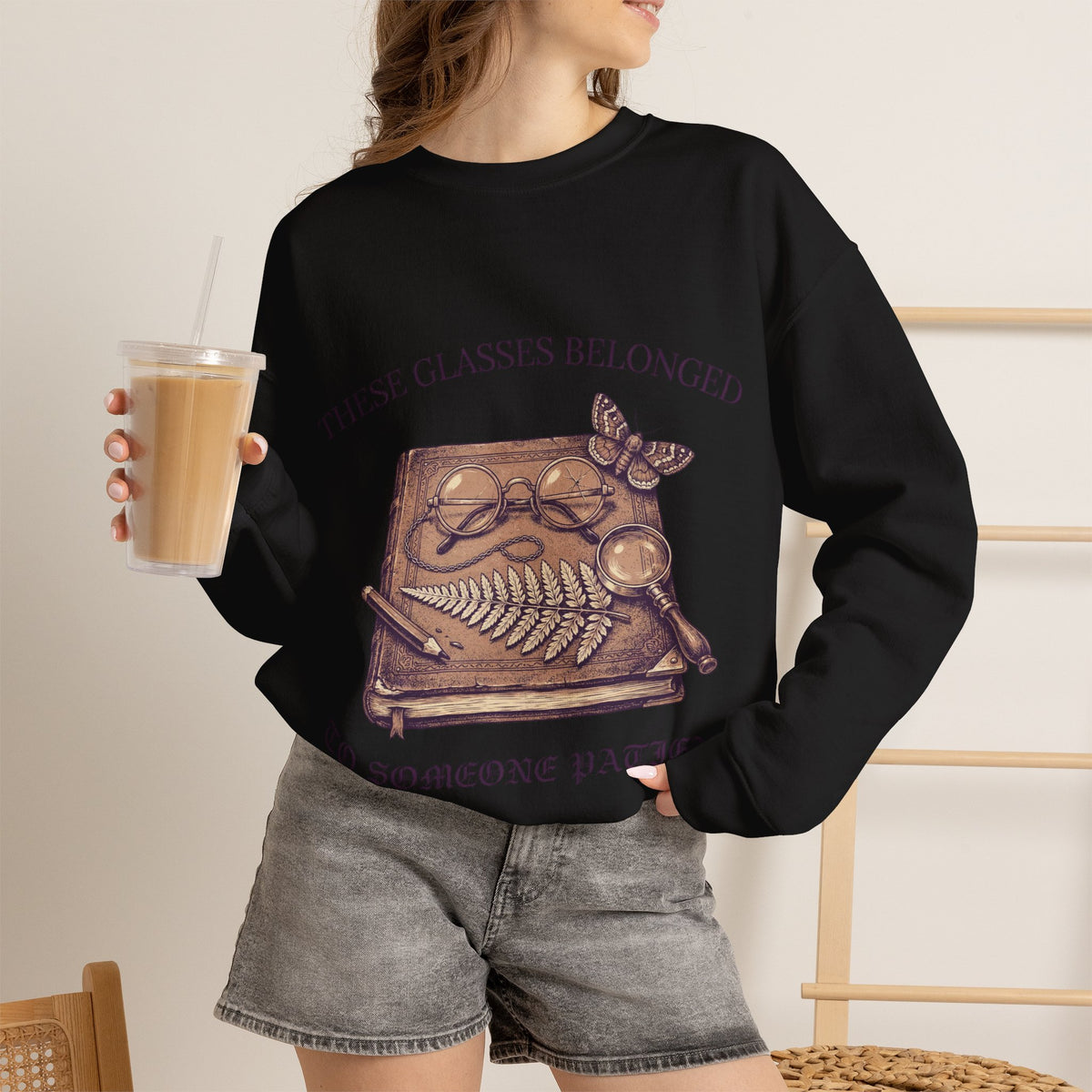 Vintage Glasses Sweatshirt, Dark Academia Crewneck, Reader Gift Idea