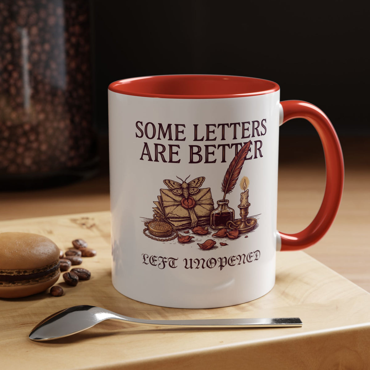 Vintage Letter Mug, Dark Academia Coffee Cup, Bookish Gift for Her