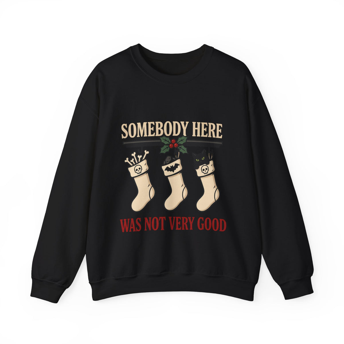 Naughty List Sweatshirt, Goth Christmas Crewneck, Black Cat Xmas Gift