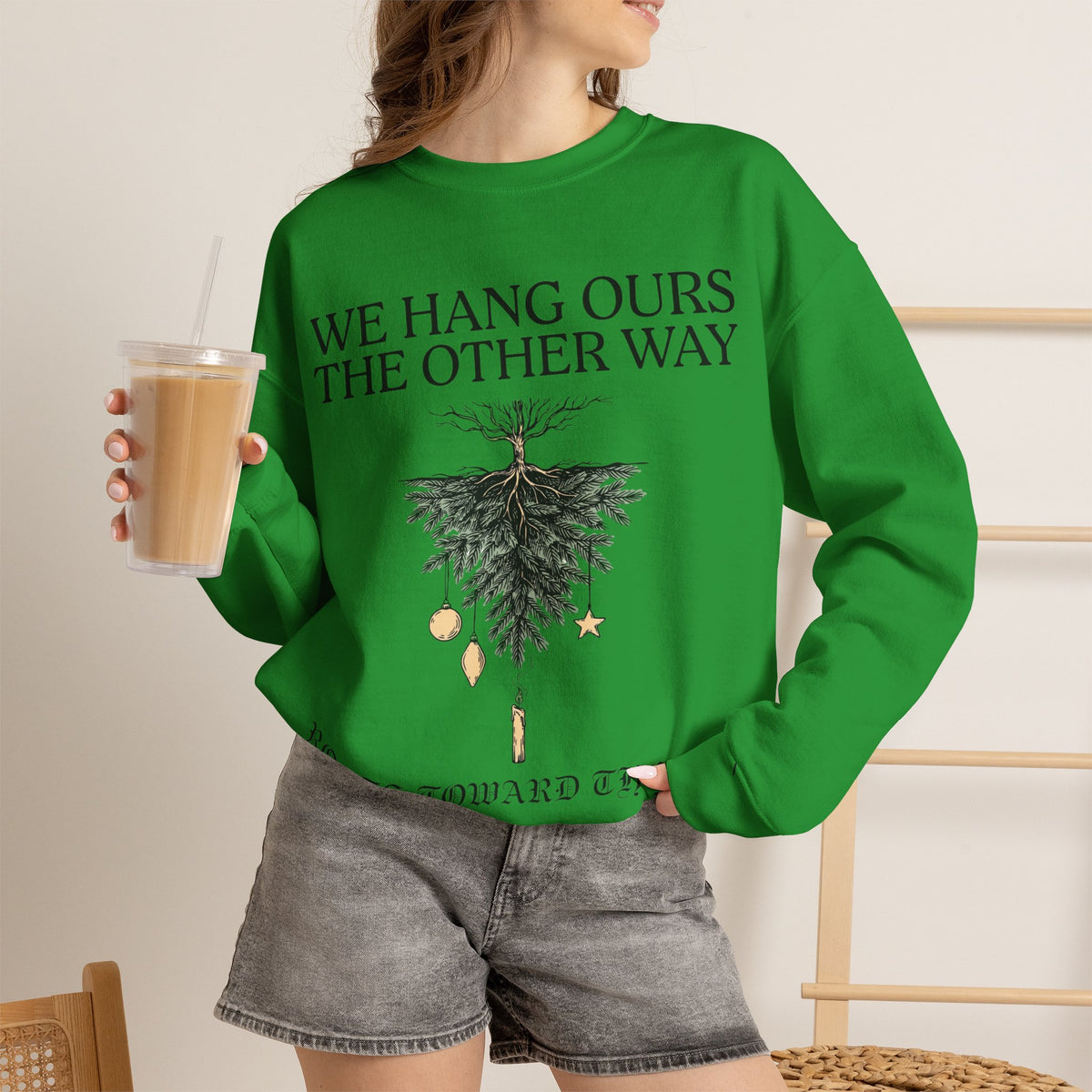 Goth Christmas, Upside Down Tree Sweatshirt Crewneck Holiday Gift