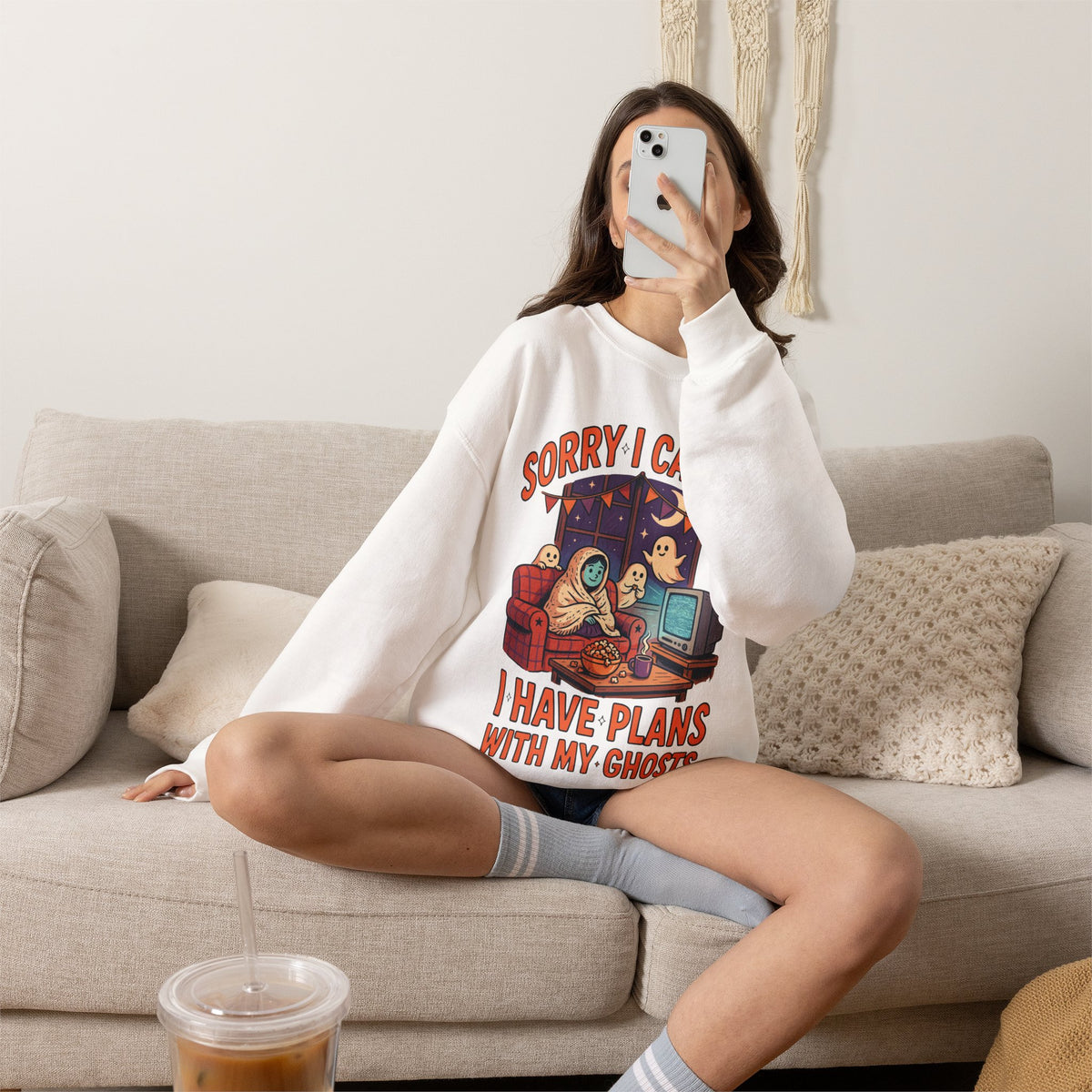 Funny Ghost Sweatshirt, Introvert Halloween Crewneck, Homebody Gift