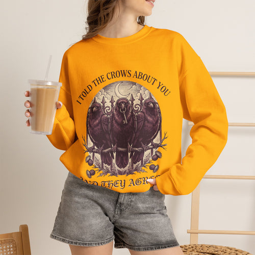 Crow Lover Sweatshirt, Gothic Raven Crewneck, Dark Humor Gift for Her