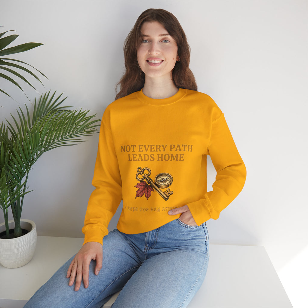 Not Every Path Leads Home Sweatshirt, Vintage Key and Compass Crewneck