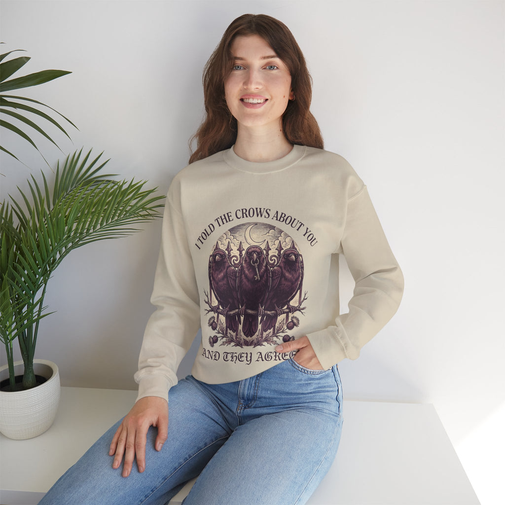 Crow Lover Sweatshirt, Gothic Raven Crewneck, Dark Humor Gift for Her
