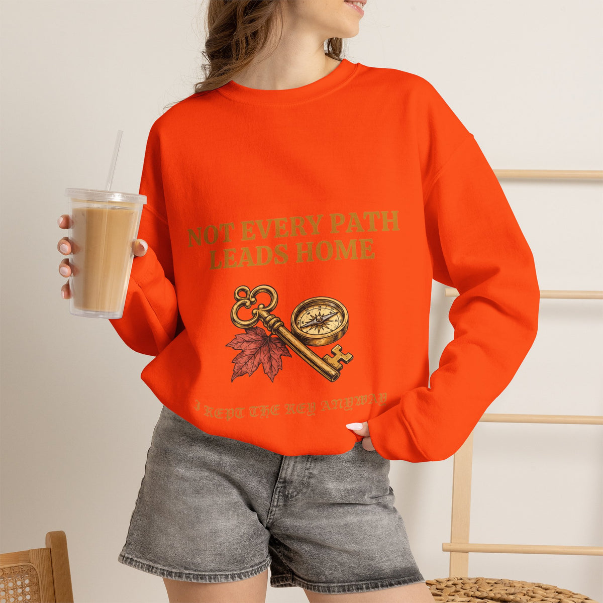 Not Every Path Leads Home Sweatshirt, Vintage Key and Compass Crewneck
