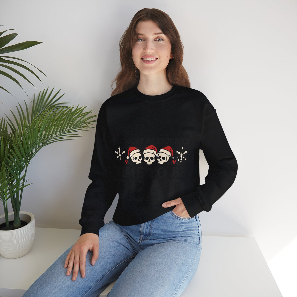 Skeleton Christmas Sweatshirt, Goth Xmas Crewneck, Funny Creepmas Gift